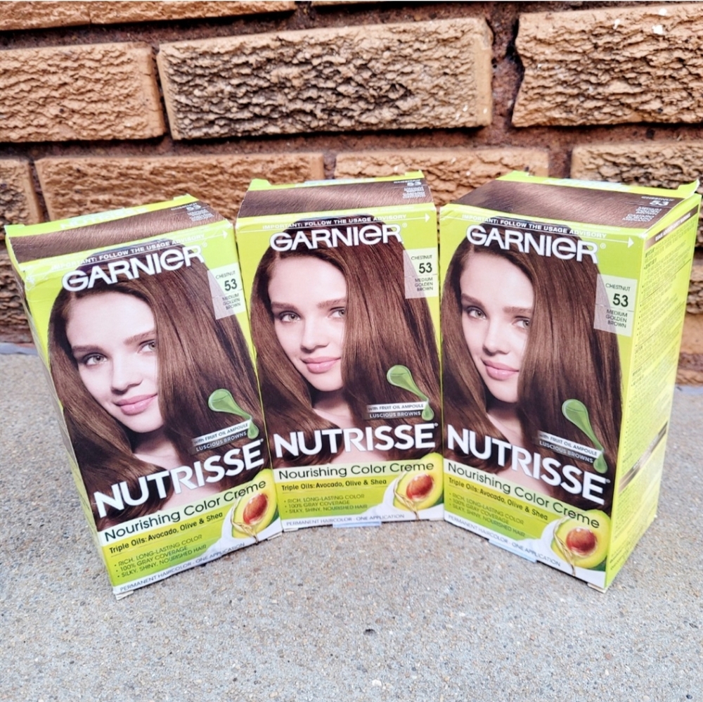 3X Garnier Nutrisse Nourishing Creme Permanent Color 53 Chestnut Brown